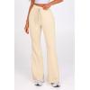 imagePRETTYGARDEN Womens Casual Flare Pants Elastic High Waisted Drawstring Bell Bottom Bootcut Leggings Lounge SweatpantsBeige