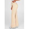 imagePRETTYGARDEN Womens Casual Flare Pants Elastic High Waisted Drawstring Bell Bottom Bootcut Leggings Lounge SweatpantsBeige