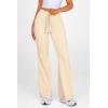 imagePRETTYGARDEN Womens Casual Flare Pants Elastic High Waisted Drawstring Bell Bottom Bootcut Leggings Lounge SweatpantsBeige