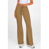 imagePRETTYGARDEN Womens Casual Flare Pants Elastic High Waisted Drawstring Bell Bottom Bootcut Leggings Lounge SweatpantsKhaki