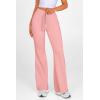 imagePRETTYGARDEN Womens Casual Flare Pants Elastic High Waisted Drawstring Bell Bottom Bootcut Leggings Lounge SweatpantsPink