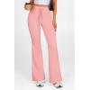 imagePRETTYGARDEN Womens Casual Flare Pants Elastic High Waisted Drawstring Bell Bottom Bootcut Leggings Lounge SweatpantsPink