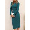 imagePRETTYGARDEN Womens Fall 2 Piece Outfits Track Suits Long Sleeve Crop Tops Bodycon Midi Skirt Slit Dress Matching SetsDark Green