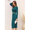 imagePRETTYGARDEN Womens Fall 2 Piece Outfits Track Suits Long Sleeve Crop Tops Bodycon Midi Skirt Slit Dress Matching SetsDark Green
