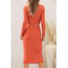 imagePRETTYGARDEN Womens Fall 2 Piece Outfits Track Suits Long Sleeve Crop Tops Bodycon Midi Skirt Slit Dress Matching SetsOrange