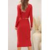 imagePRETTYGARDEN Womens Fall 2 Piece Outfits Track Suits Long Sleeve Crop Tops Bodycon Midi Skirt Slit Dress Matching SetsRed
