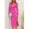 imagePRETTYGARDEN Womens Fall 2 Piece Outfits Track Suits Long Sleeve Crop Tops Bodycon Midi Skirt Slit Dress Matching SetsRose Red