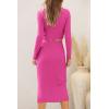 imagePRETTYGARDEN Womens Fall 2 Piece Outfits Track Suits Long Sleeve Crop Tops Bodycon Midi Skirt Slit Dress Matching SetsRose Red