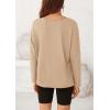 imagePRETTYGARDEN Womens Fall Fashion 2024 T Shirts Casual Long Sleeve V Neck Tunic Tops Loose Basic BlousesApricot