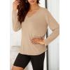 imagePRETTYGARDEN Womens Fall Fashion 2024 T Shirts Casual Long Sleeve V Neck Tunic Tops Loose Basic BlousesApricot
