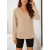 imagePRETTYGARDEN Womens Fall Fashion 2024 T Shirts Casual Long Sleeve V Neck Tunic Tops Loose Basic BlousesApricot