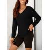 imagePRETTYGARDEN Womens Fall Fashion 2024 T Shirts Casual Long Sleeve V Neck Tunic Tops Loose Basic BlousesBlack