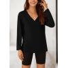 imagePRETTYGARDEN Womens Fall Fashion 2024 T Shirts Casual Long Sleeve V Neck Tunic Tops Loose Basic BlousesBlack
