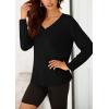 imagePRETTYGARDEN Womens Fall Fashion 2024 T Shirts Casual Long Sleeve V Neck Tunic Tops Loose Basic BlousesBlack