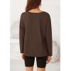 imagePRETTYGARDEN Womens Fall Fashion 2024 T Shirts Casual Long Sleeve V Neck Tunic Tops Loose Basic BlousesCoffee