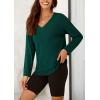 imagePRETTYGARDEN Womens Fall Fashion 2024 T Shirts Casual Long Sleeve V Neck Tunic Tops Loose Basic BlousesDark Green