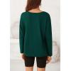 imagePRETTYGARDEN Womens Fall Fashion 2024 T Shirts Casual Long Sleeve V Neck Tunic Tops Loose Basic BlousesDark Green