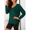 imagePRETTYGARDEN Womens Fall Fashion 2024 T Shirts Casual Long Sleeve V Neck Tunic Tops Loose Basic BlousesDark Green