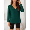 imagePRETTYGARDEN Womens Fall Fashion 2024 T Shirts Casual Long Sleeve V Neck Tunic Tops Loose Basic BlousesDark Green