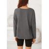 imagePRETTYGARDEN Womens Fall Fashion 2024 T Shirts Casual Long Sleeve V Neck Tunic Tops Loose Basic BlousesDark Grey