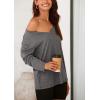 imagePRETTYGARDEN Womens Fall Fashion 2024 T Shirts Casual Long Sleeve V Neck Tunic Tops Loose Basic BlousesDark Grey