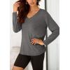 imagePRETTYGARDEN Womens Fall Fashion 2024 T Shirts Casual Long Sleeve V Neck Tunic Tops Loose Basic BlousesDark Grey