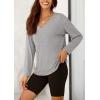 imagePRETTYGARDEN Womens Fall Fashion 2024 T Shirts Casual Long Sleeve V Neck Tunic Tops Loose Basic BlousesGrey
