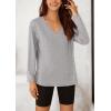 imagePRETTYGARDEN Womens Fall Fashion 2024 T Shirts Casual Long Sleeve V Neck Tunic Tops Loose Basic BlousesGrey