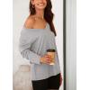 imagePRETTYGARDEN Womens Fall Fashion 2024 T Shirts Casual Long Sleeve V Neck Tunic Tops Loose Basic BlousesGrey