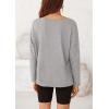 imagePRETTYGARDEN Womens Fall Fashion 2024 T Shirts Casual Long Sleeve V Neck Tunic Tops Loose Basic BlousesGrey