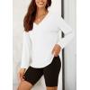 imagePRETTYGARDEN Womens Fall Fashion 2024 T Shirts Casual Long Sleeve V Neck Tunic Tops Loose Basic BlousesWhite