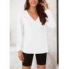 imagePRETTYGARDEN Womens Fall Fashion 2024 T Shirts Casual Long Sleeve V Neck Tunic Tops Loose Basic BlousesWhite