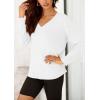imagePRETTYGARDEN Womens Fall Fashion 2024 T Shirts Casual Long Sleeve V Neck Tunic Tops Loose Basic BlousesWhite