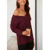 imagePRETTYGARDEN Womens Fall Fashion 2024 T Shirts Casual Long Sleeve V Neck Tunic Tops Loose Basic BlousesWine Red