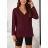 imagePRETTYGARDEN Womens Fall Fashion 2024 T Shirts Casual Long Sleeve V Neck Tunic Tops Loose Basic BlousesWine Red