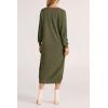 imagePRETTYGARDEN Womens Fall Knit Sweater Dress Long Sleeve Button V Neck Loose Casual Maxi DressesArmy Green