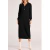 imagePRETTYGARDEN Womens Fall Knit Sweater Dress Long Sleeve Button V Neck Loose Casual Maxi DressesBlack