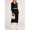imagePRETTYGARDEN Womens Fall Knit Sweater Dress Long Sleeve Button V Neck Loose Casual Maxi DressesBlack