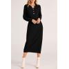 imagePRETTYGARDEN Womens Fall Knit Sweater Dress Long Sleeve Button V Neck Loose Casual Maxi DressesBlack