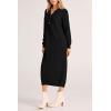imagePRETTYGARDEN Womens Fall Knit Sweater Dress Long Sleeve Button V Neck Loose Casual Maxi DressesBlack