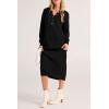 imagePRETTYGARDEN Womens Fall Knit Sweater Dress Long Sleeve Button V Neck Loose Casual Maxi DressesBlack