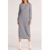 imagePRETTYGARDEN Womens Fall Knit Sweater Dress Long Sleeve Button V Neck Loose Casual Maxi DressesGrey