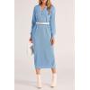 imagePRETTYGARDEN Womens Fall Knit Sweater Dress Long Sleeve Button V Neck Loose Casual Maxi DressesLight Blue