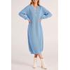 imagePRETTYGARDEN Womens Fall Knit Sweater Dress Long Sleeve Button V Neck Loose Casual Maxi DressesLight Blue