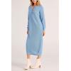 imagePRETTYGARDEN Womens Fall Knit Sweater Dress Long Sleeve Button V Neck Loose Casual Maxi DressesLight Blue