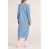 imagePRETTYGARDEN Womens Fall Knit Sweater Dress Long Sleeve Button V Neck Loose Casual Maxi DressesLight Blue
