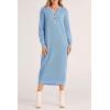 imagePRETTYGARDEN Womens Fall Knit Sweater Dress Long Sleeve Button V Neck Loose Casual Maxi DressesLight Blue