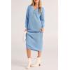 imagePRETTYGARDEN Womens Fall Knit Sweater Dress Long Sleeve Button V Neck Loose Casual Maxi DressesLight Blue
