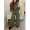 imagePRETTYGARDEN Womens Fall One Piece Jumpsuits Dressy Casual Long Sleeve Elastic Waist Pockets Wide Leg Long Pants RompersArmy Green