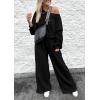 imagePRETTYGARDEN Womens Fall One Piece Jumpsuits Dressy Casual Long Sleeve Elastic Waist Pockets Wide Leg Long Pants RompersBlack